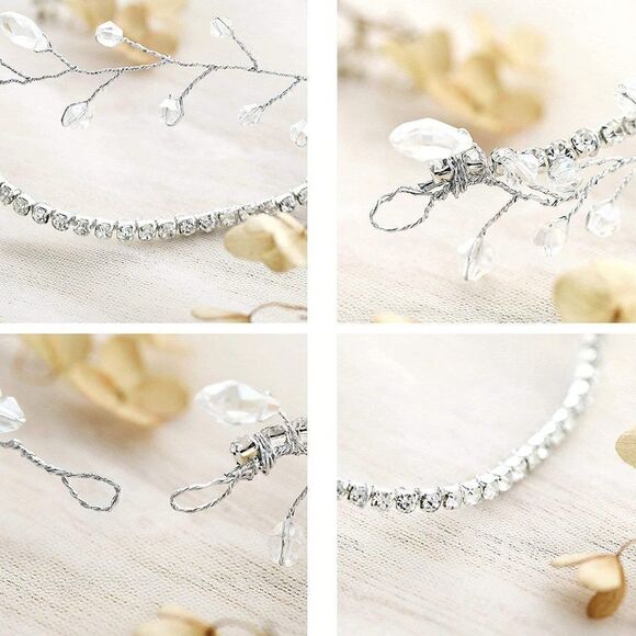 Crystal Bride Wedding Hair Vine Silver Rhinestone Boho Accessories Bridal main image 7